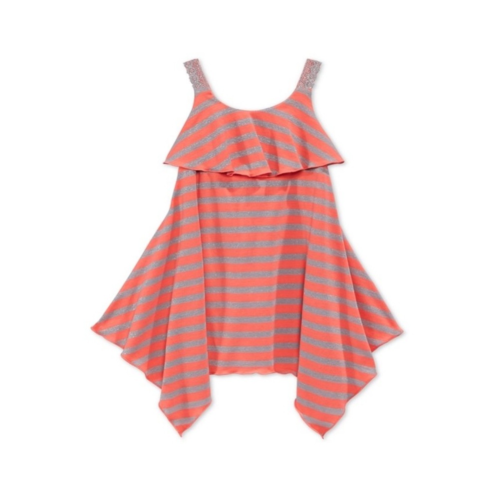 Sweet Heart Rose Girls Stripe Knit Handkerchief Hem Sundress Size‎ 4 6x Orange